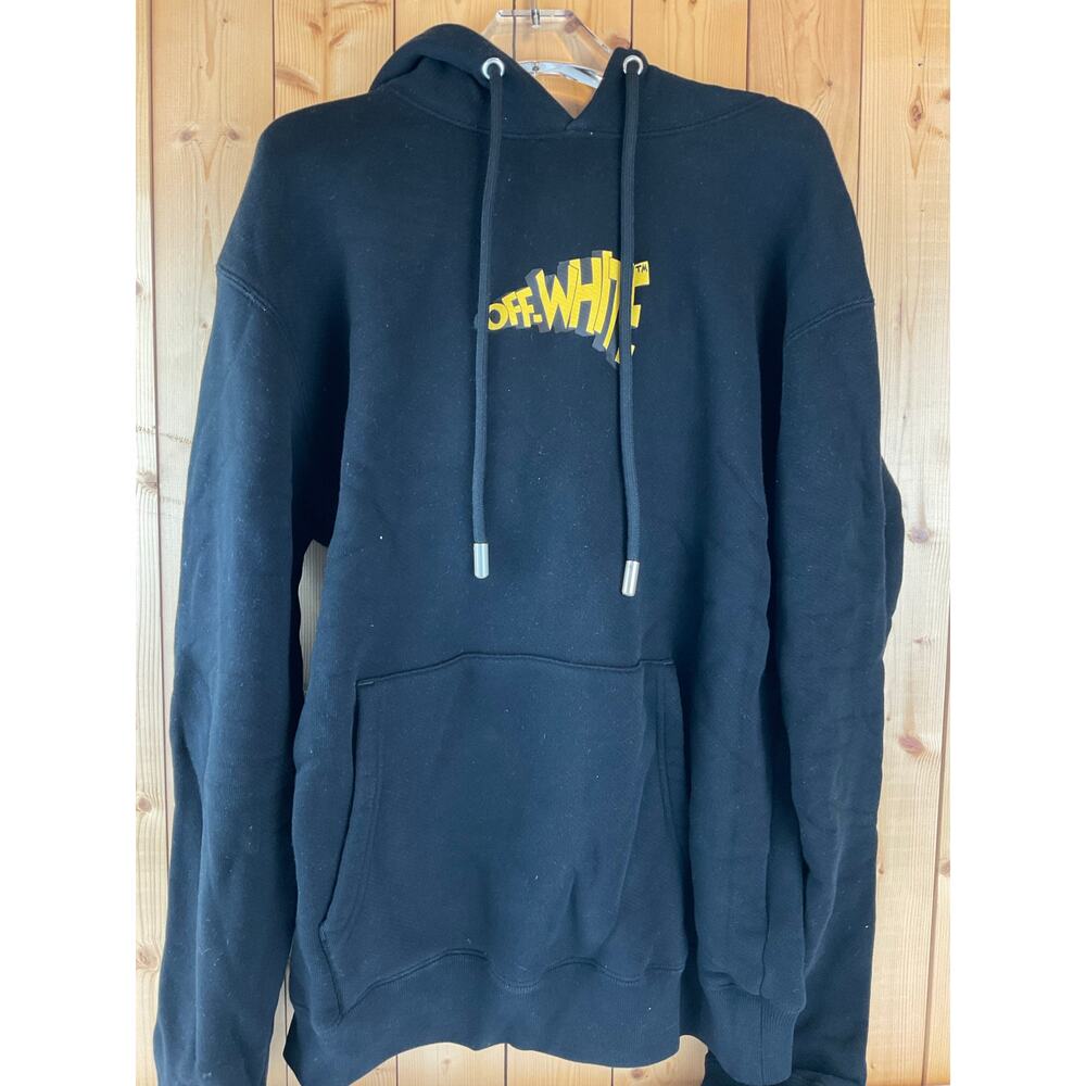 Off White Black/Yellow Hoodie, Size Large